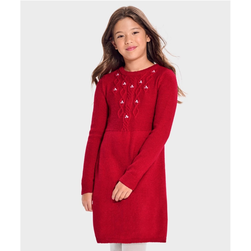 The Children’s‎ Place Girls 10/12 Elegant Cable Knit Red Sweater Dress